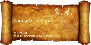 Kastyák Anna névjegykártya